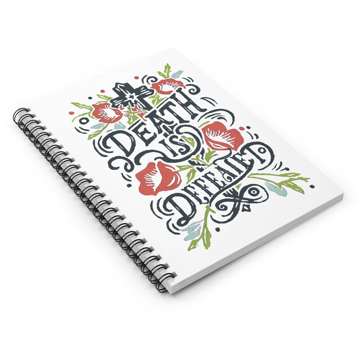 Death Is Defeated Floral Cross Christian Spiral Ruled Notebook Journal