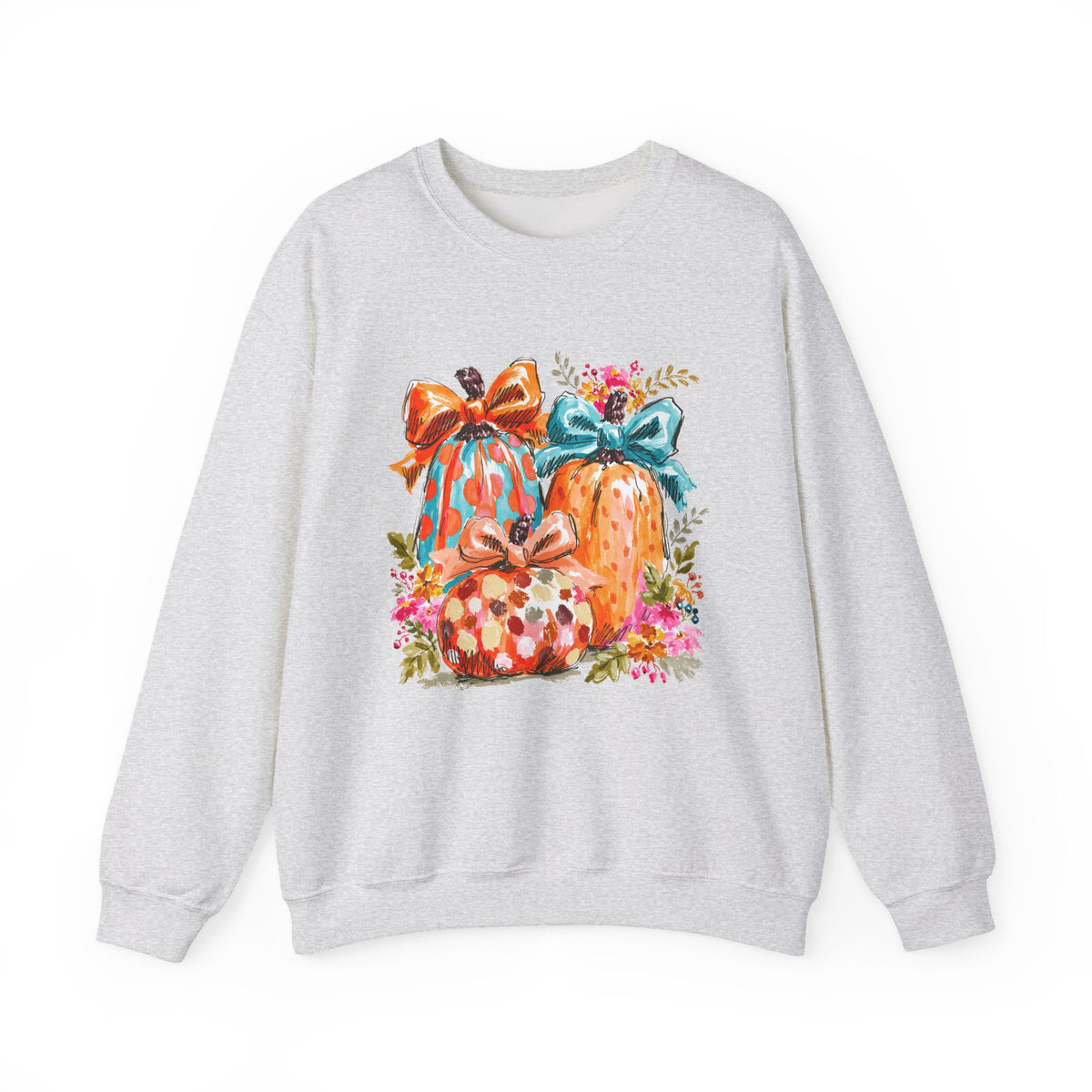 Floral Preppy Coquette Fall Pumpkin Sweatshirt Cute Watercolor Graphic Pullover