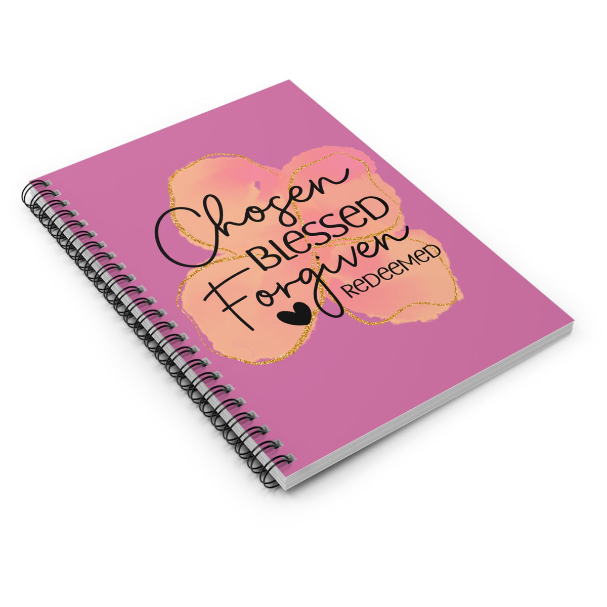 Chosen Blessed Forgiven Redeemed Pink Spiral Notebook Christian Inspirational Ruled Journal