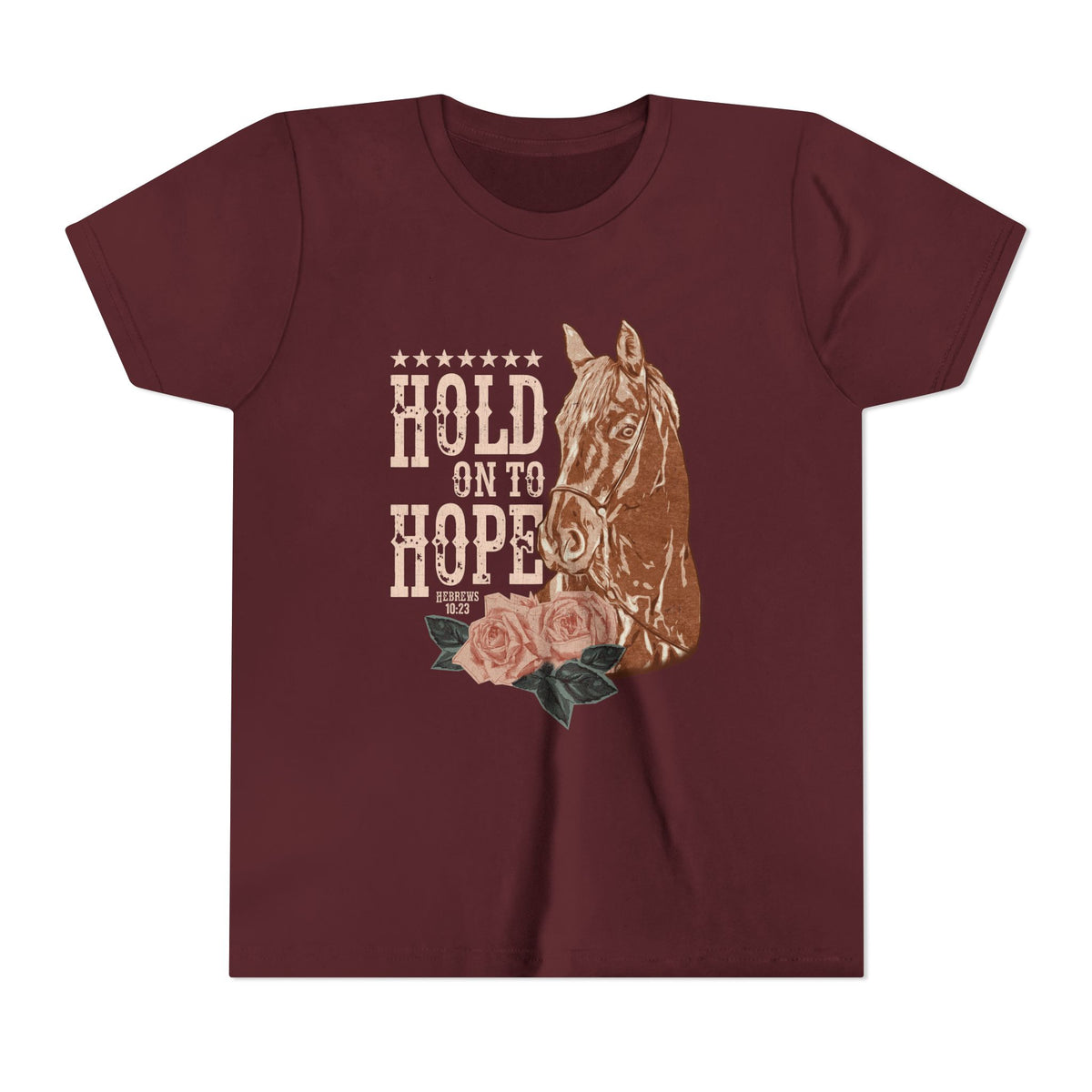 Hold Onto Hope Horse Kids T-Shirt Kids Graphic Christian Tee