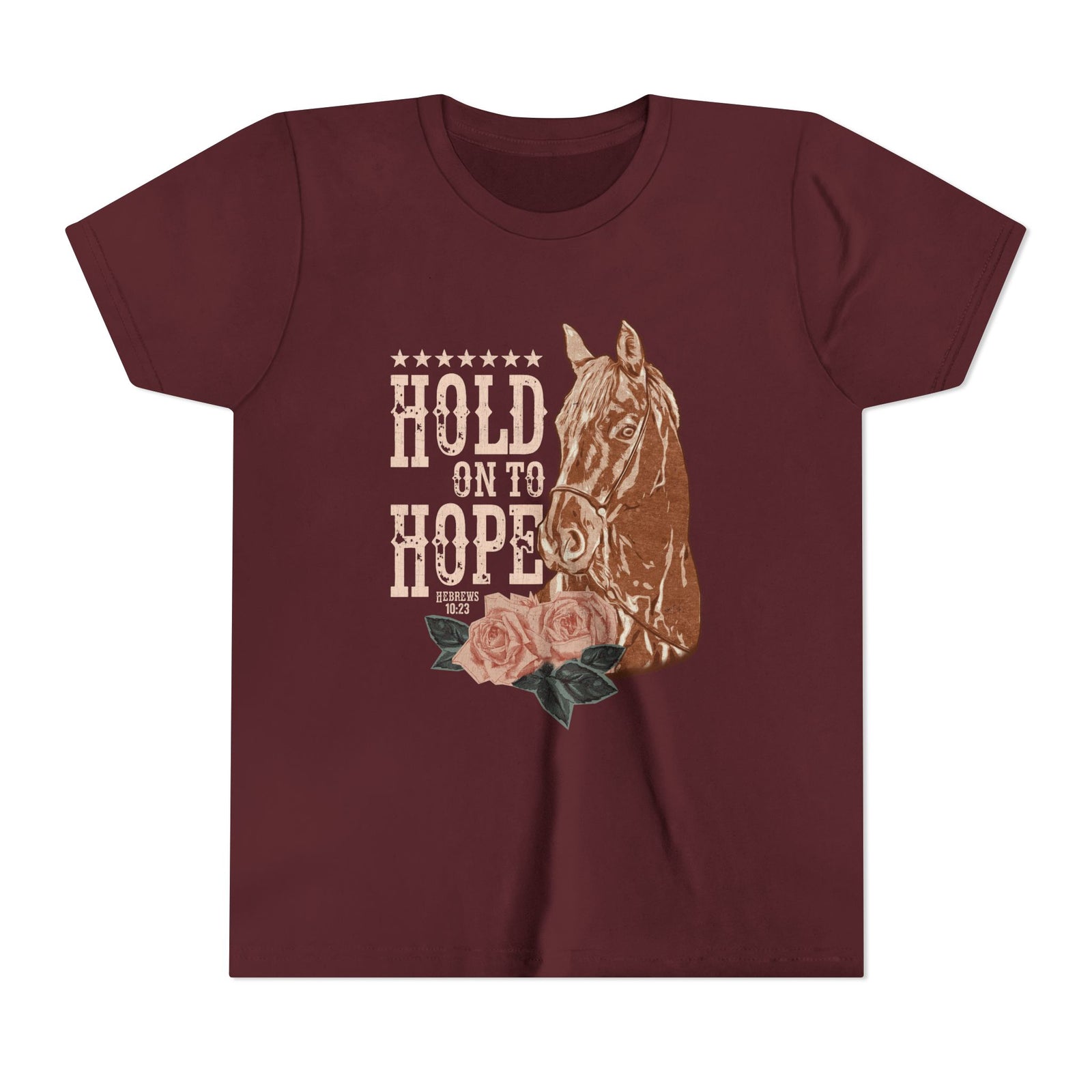 Hold Onto Hope Horse Kids T-Shirt Kids Graphic Christian Tee