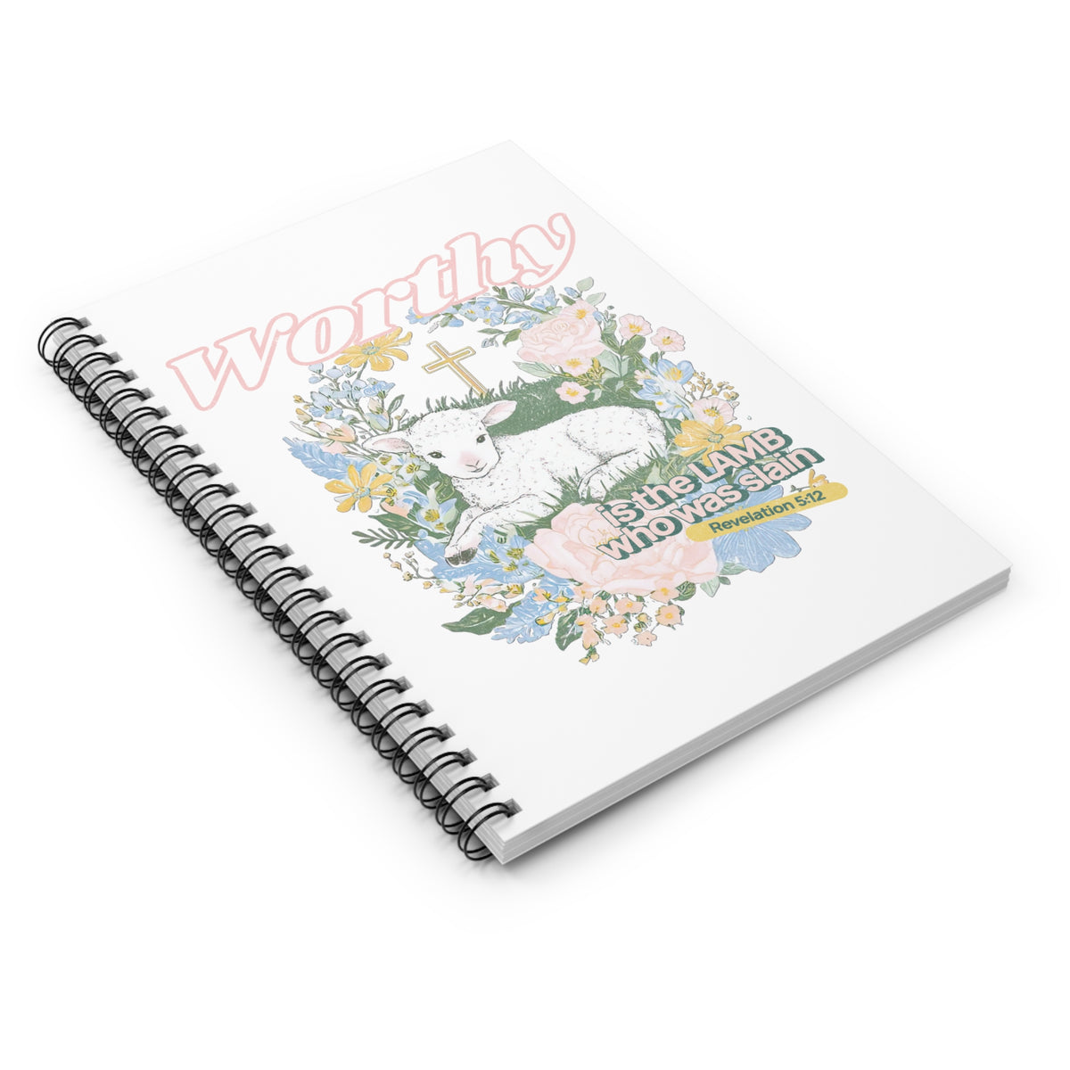 Worthy is the Lamb Notebook Floral Religious Spiral Journal