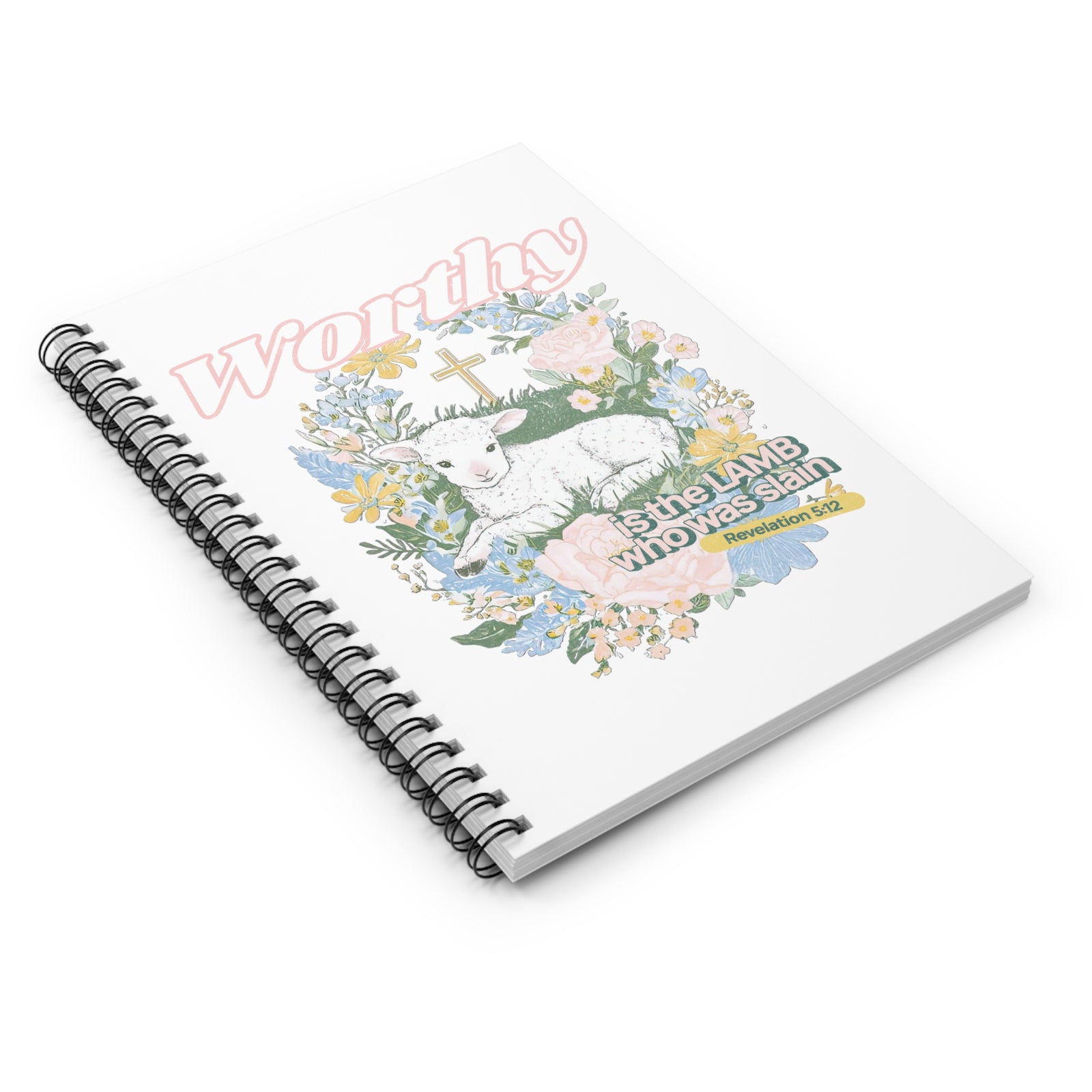 Worthy is the Lamb Notebook Floral Religious Spiral Journal