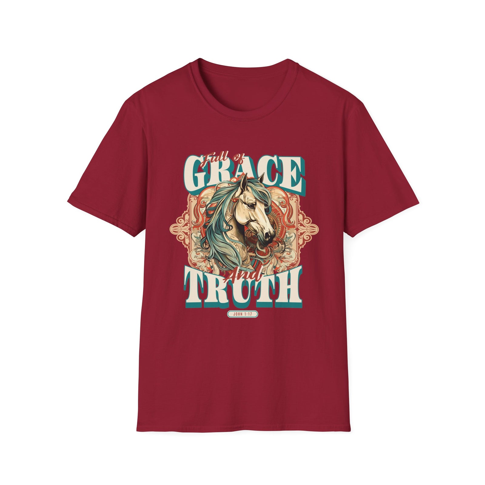 Full of Grace and Truth Horse T-Shirt Faith-Inspired Christian Graphic Tee