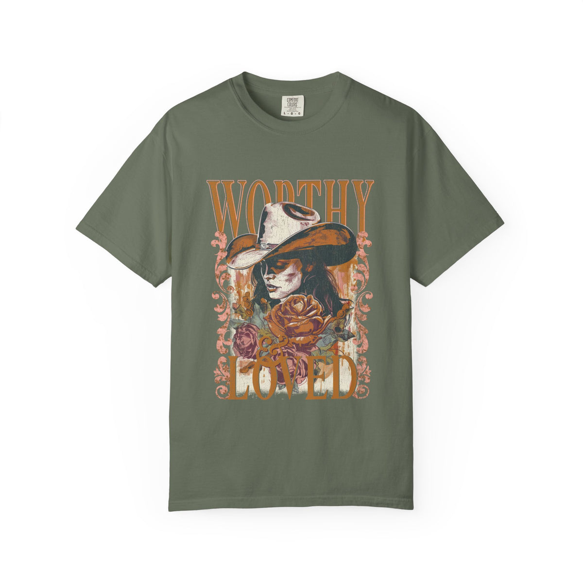 Worthy & Loved Graphic Tee Vintage Cowgirl Floral Distressed T-Shirt