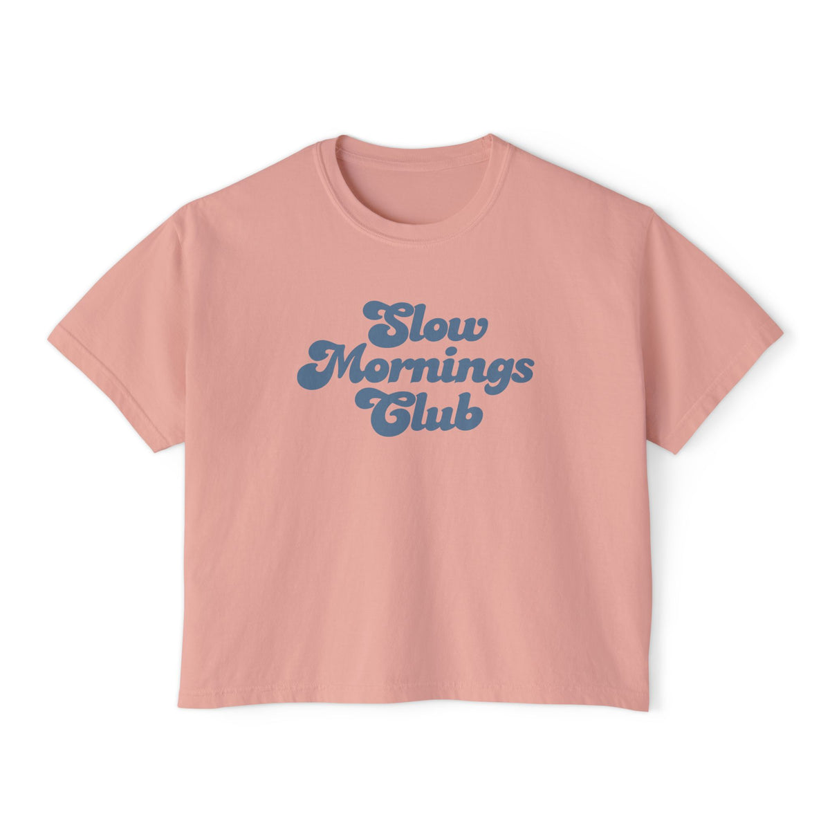 Slow Mornings Club Boxy Tee — Relaxed Women's Graphic T‑Shirt