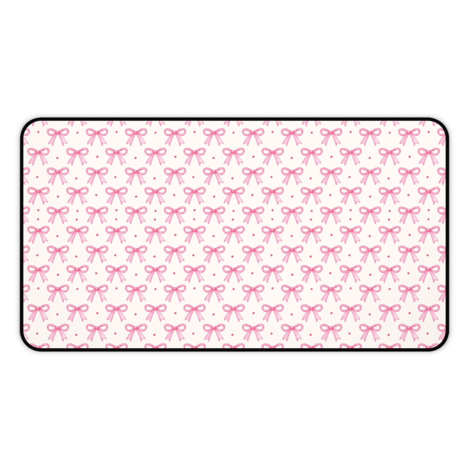 Coquette Bow Desk Mat - Hot Pink & Dot Design for Home Office Decor - Sydney So Sweet