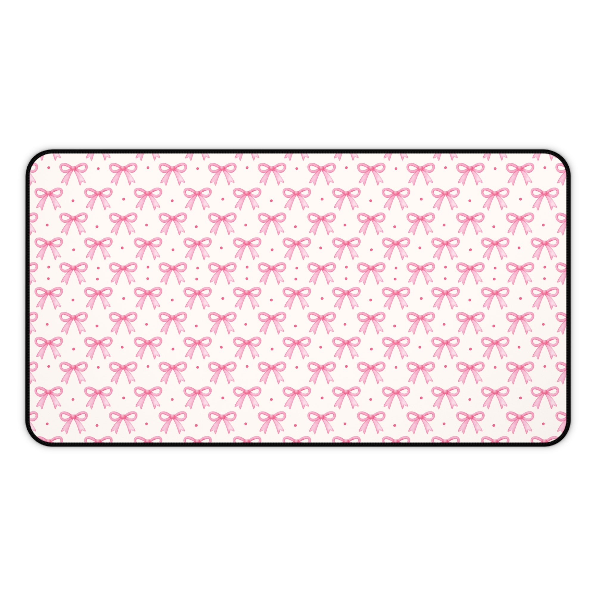 Coquette Bow Desk Mat - Hot Pink & Dot Design for Home Office Decor - Sydney So Sweet