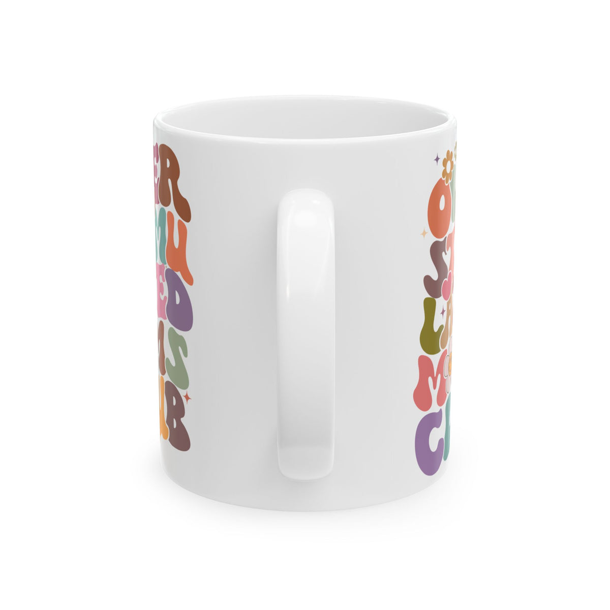Overstimulated Moms Club Retro Rainbow Cute Ceramic Mug Coffee Cup (11oz & 15oz)