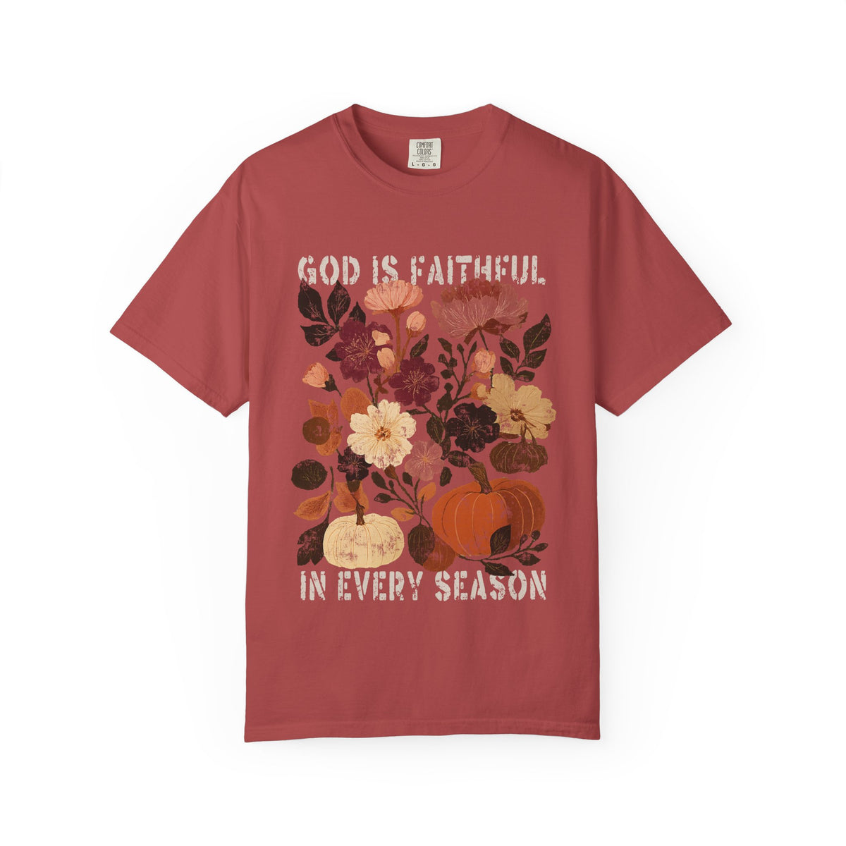 God is Faithful Floral Pumpkin T-Shirt Christian Distressed Fall Graphic Tee