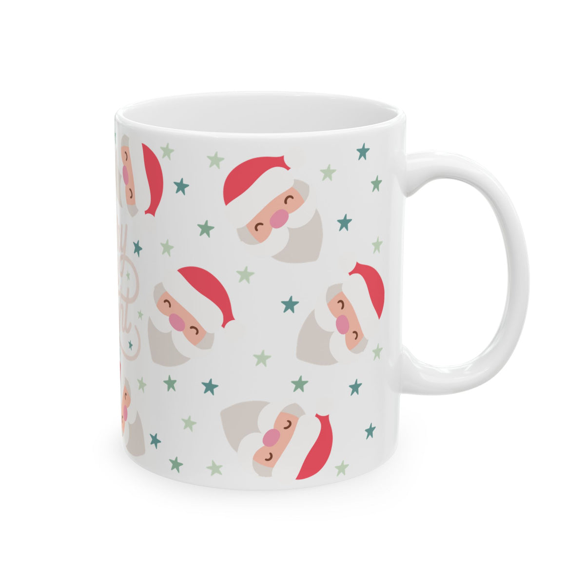 Merry & Bright Starry Santa Christmas Ceramic Mug Coffee Cup (11oz & 15oz)
