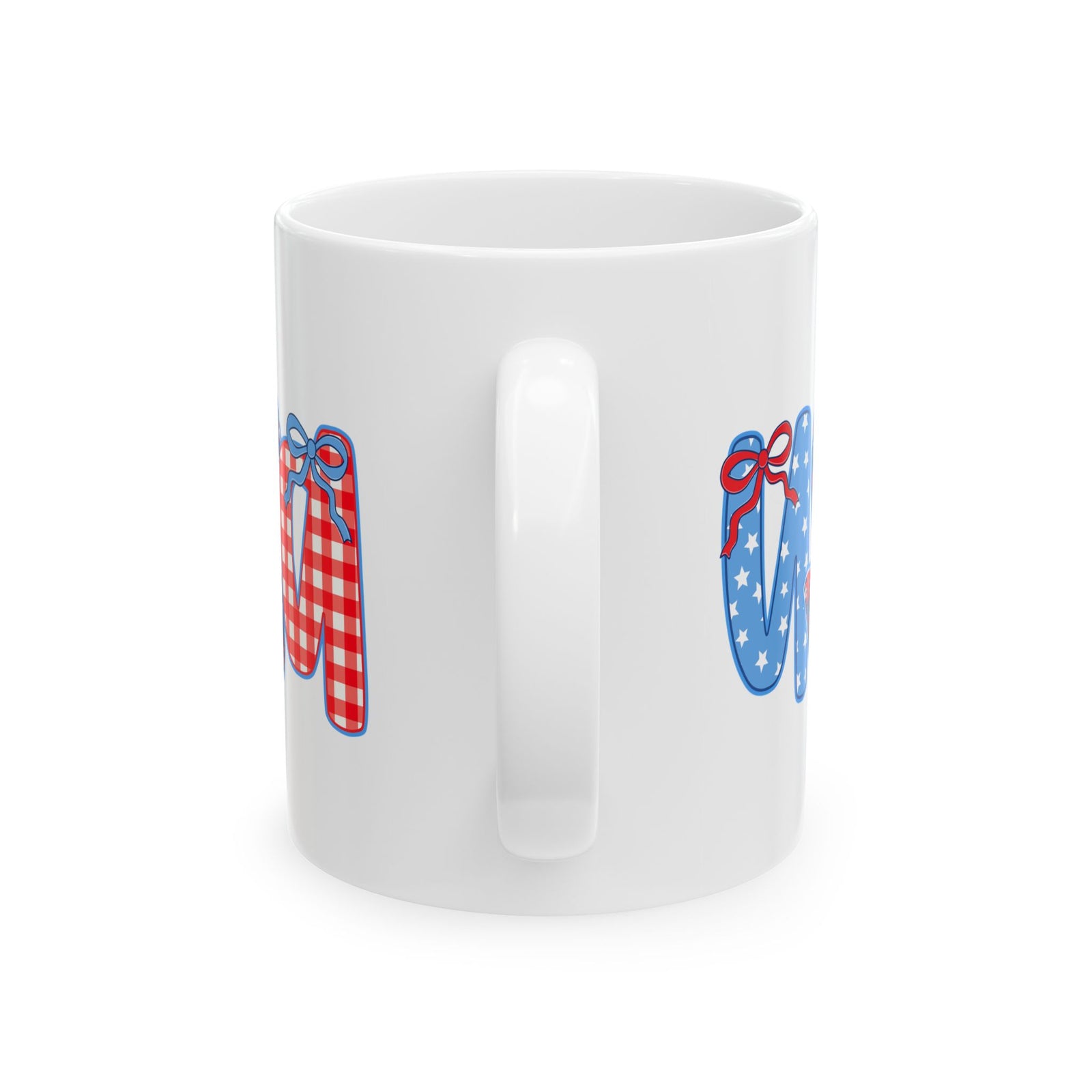 USA Coquette Bow Patriotic Cute Ceramic Mug Coffee Cup (11oz & 15oz)