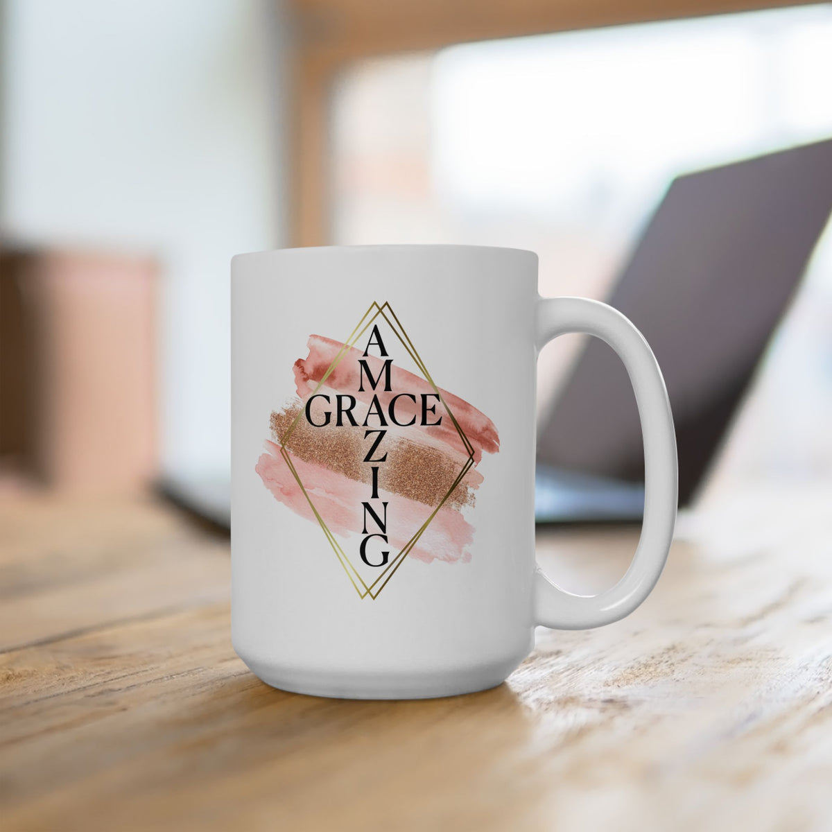 Amazing Grace Christian Mug — Pink Watercolor Coffee Cup (11oz, 15oz) - Sydney So Sweet