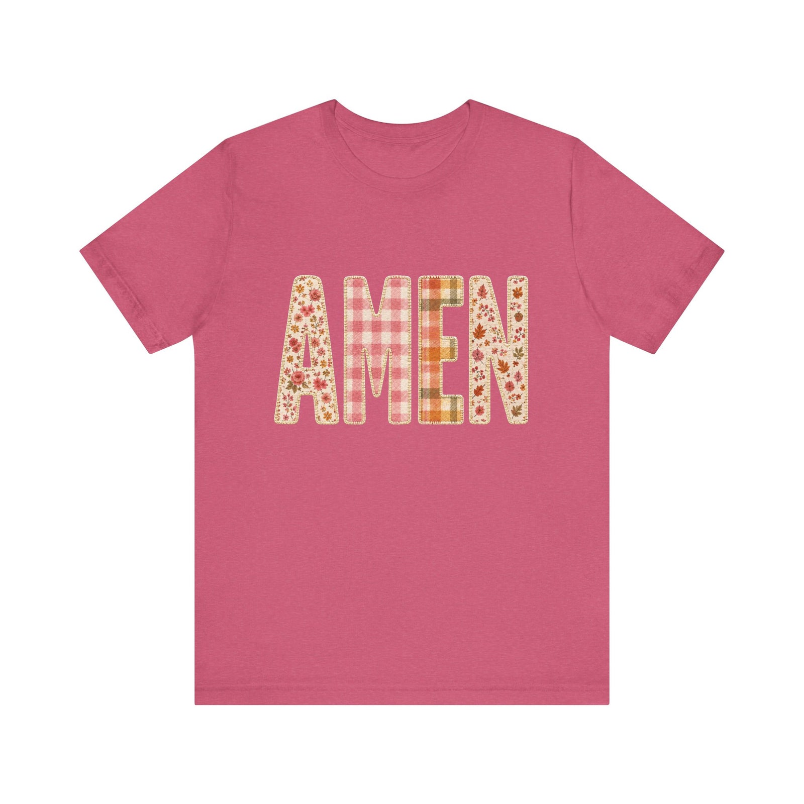 AMEN Floral Plaid Tee Women's Christian Graphic T-Shirt