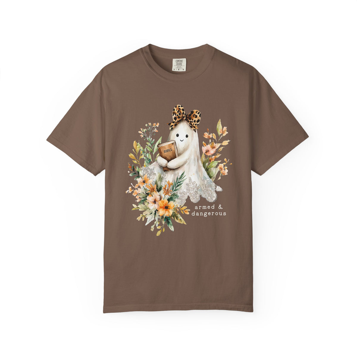 Bible Ghost Floral Tee Armed & Dangerous Cute Halloween Graphic T-Shirt