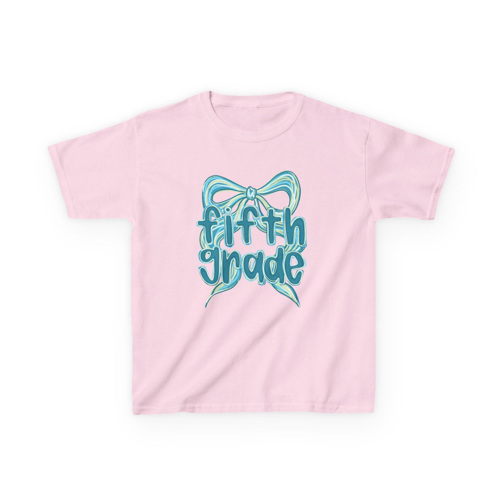Fifth Grade Kids Tee Cute Blue Coquette Bow Back to School 5th Grade T-Shirt