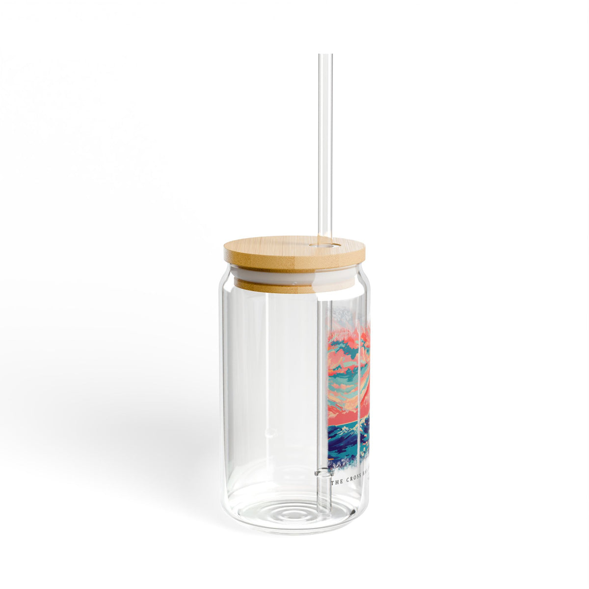 The Cross Has Spoken I am Forgiven Christian Sipper Glass 16oz Reusable Drink Jar with Lid & Straw