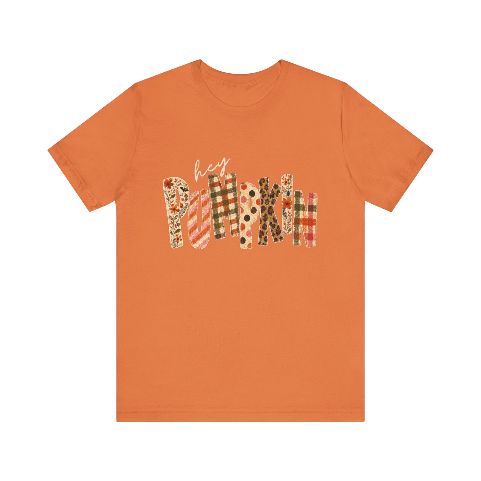 Hey Pumpkin T-Shirt Fall Plaid & Floral Pumpkin Graphic Tee