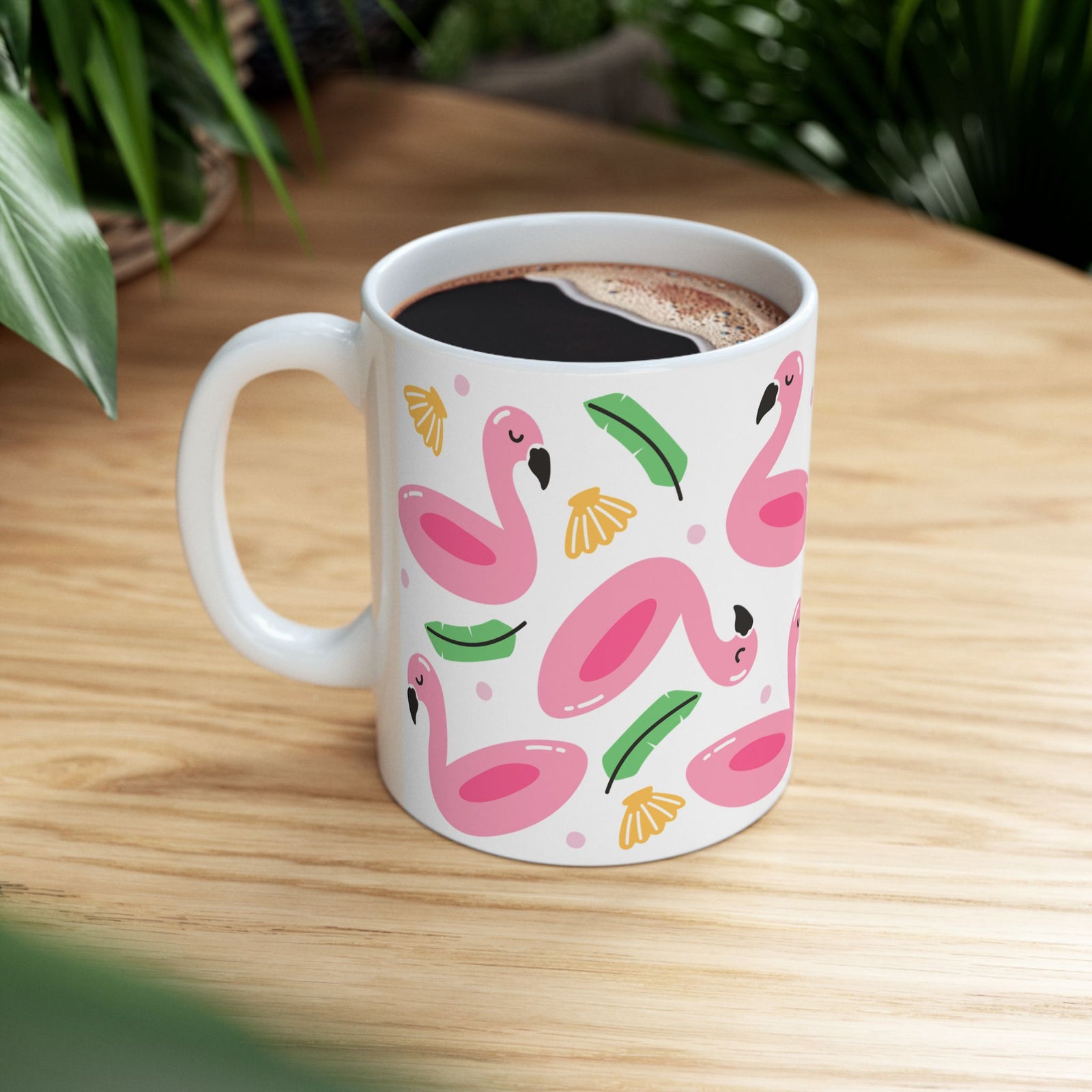 Flamingo Float Cute Ceramic Mug Coffee Cup (11oz & 15oz)