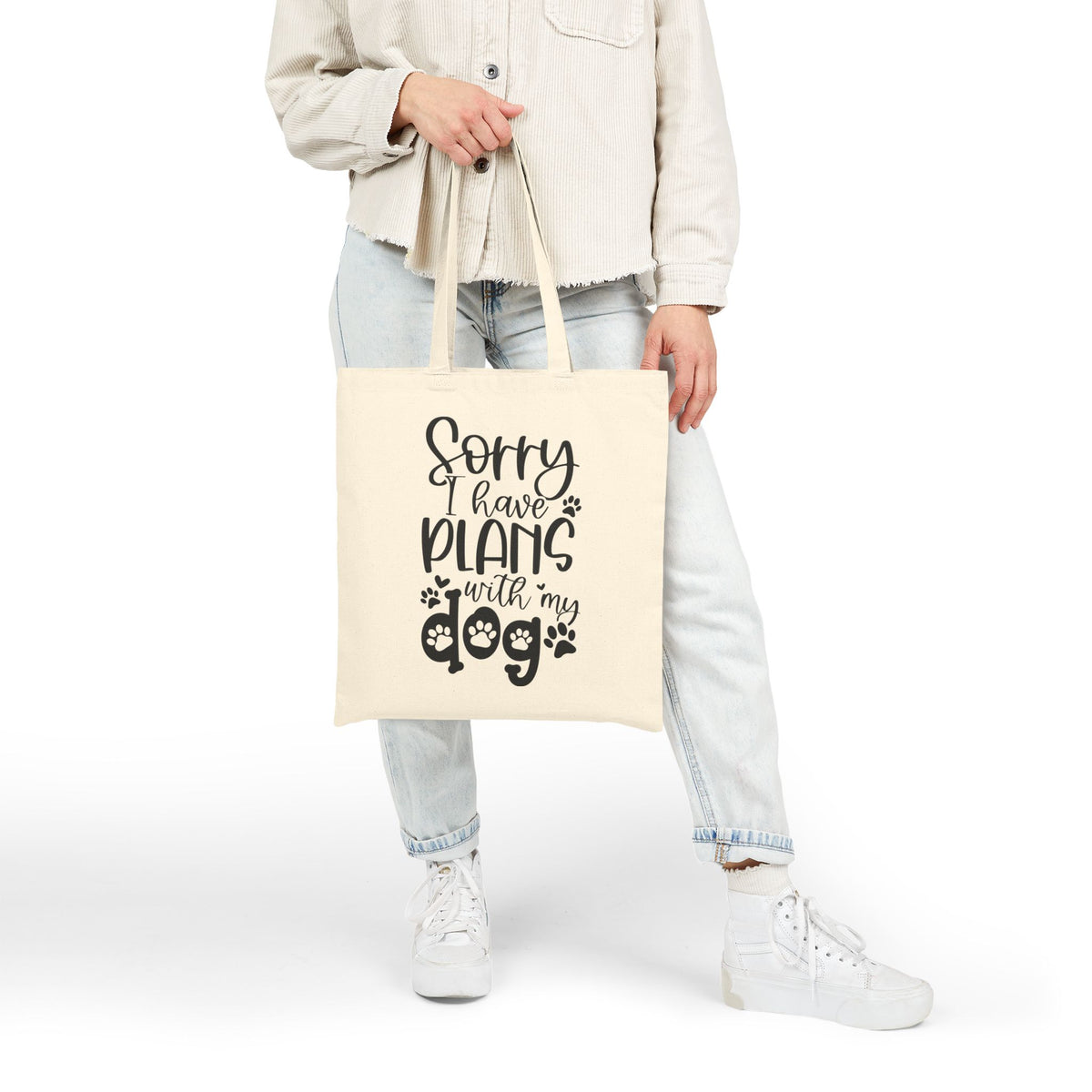 Sorry I Have Plans With My Dog Cotton Canvas Grocery Tote Bag