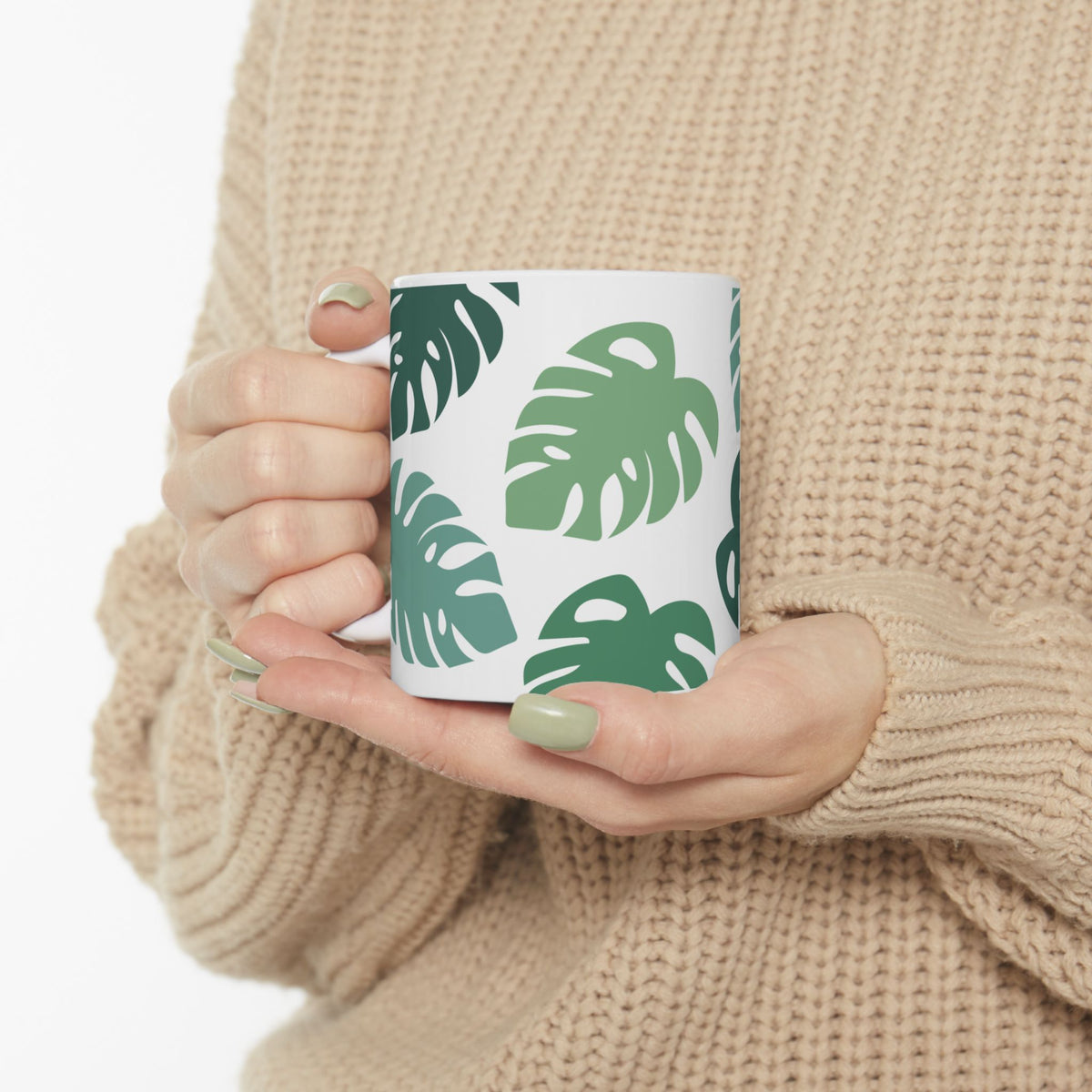 Monstera Leaf Cute Ceramic Mug Coffee Cup (11oz & 15oz)