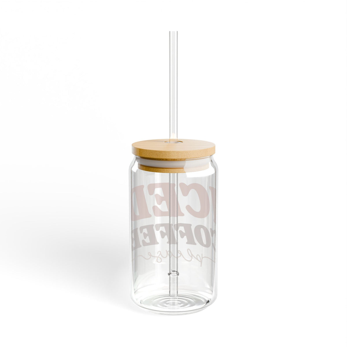 Iced Coffee Please Sipper Glass 16oz Reusable Drink Jar with Lid & Straw