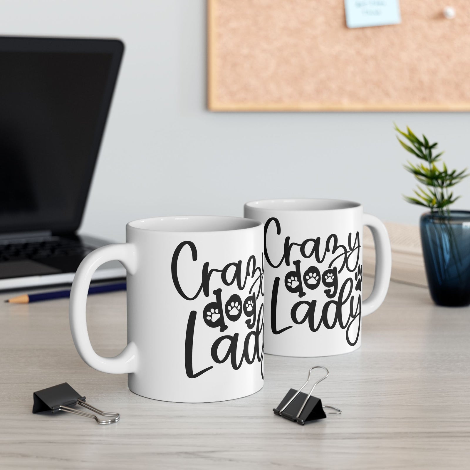 Crazy Dog Lady Paw Print Cute Ceramic Mug Coffee Cup (11oz & 15oz)