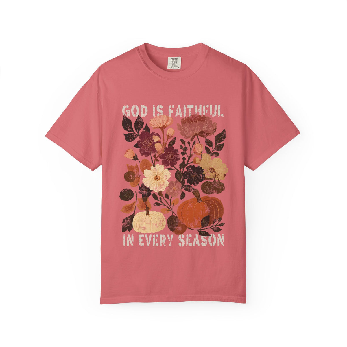 God is Faithful Floral Pumpkin T-Shirt Christian Distressed Fall Graphic Tee