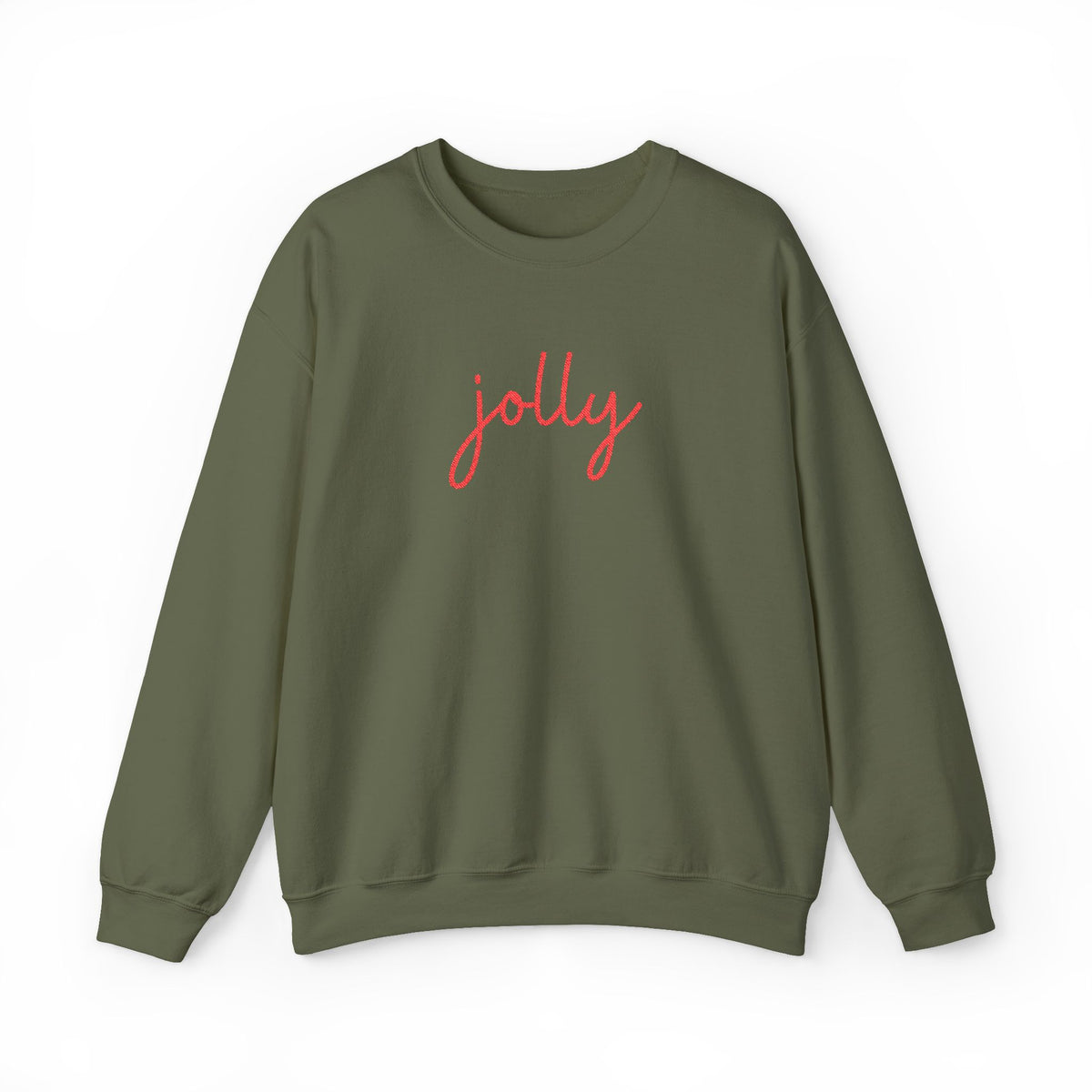 Jolly Red Script Heavy Blend Women's Crewneck Embroidered Christmas Holiday Sweatshirt - Sydney So Sweet