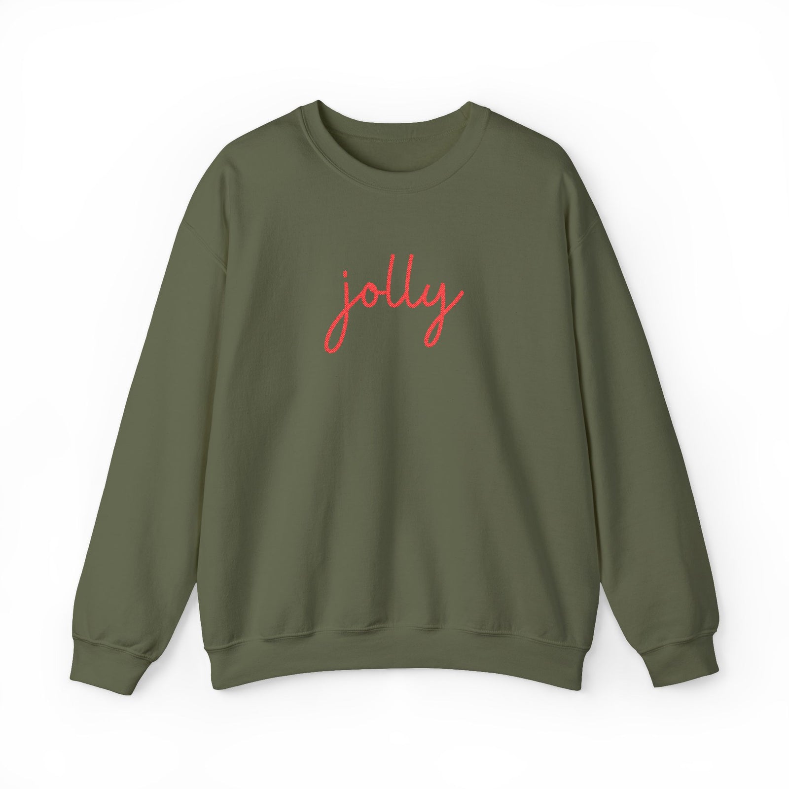 Jolly Red Script Heavy Blend Women's Crewneck Embroidered Christmas Holiday Sweatshirt - Sydney So Sweet