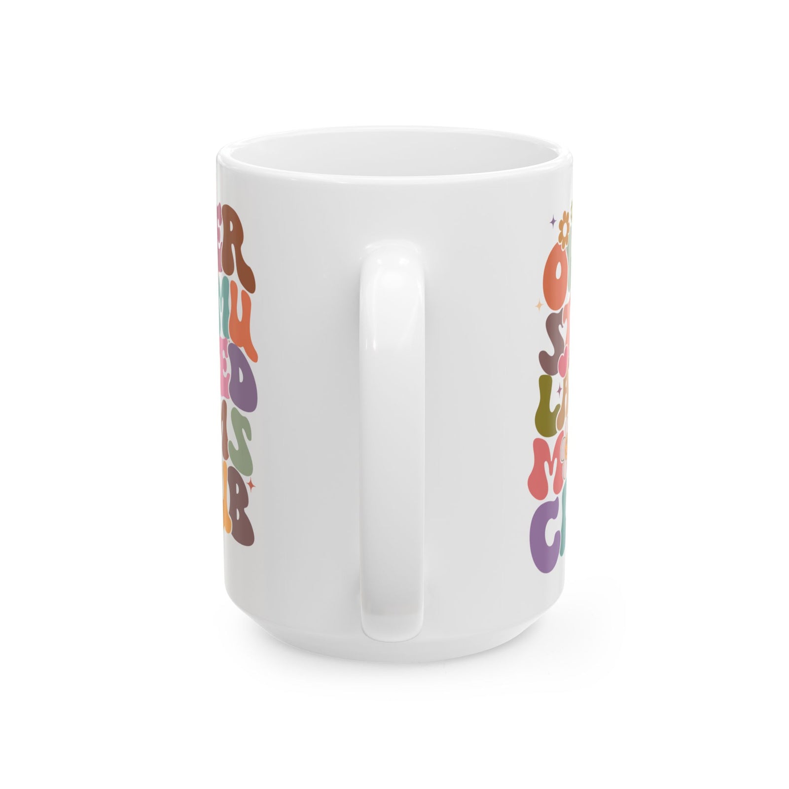 Overstimulated Moms Club Retro Rainbow Cute Ceramic Mug Coffee Cup (11oz & 15oz)