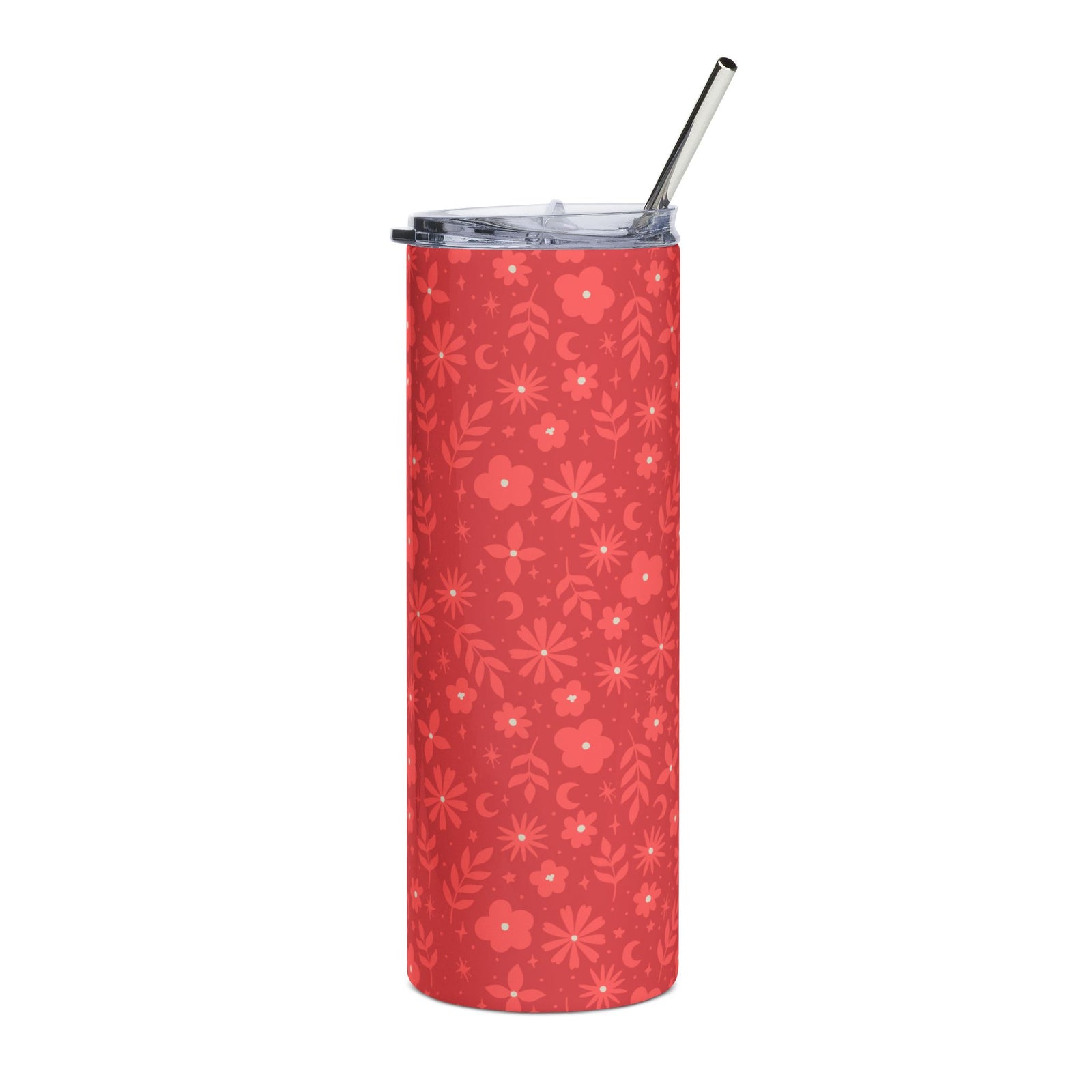 Celestial Red Floral 20oz Floral Stainless Steel Tumbler Insulated Travel Cup