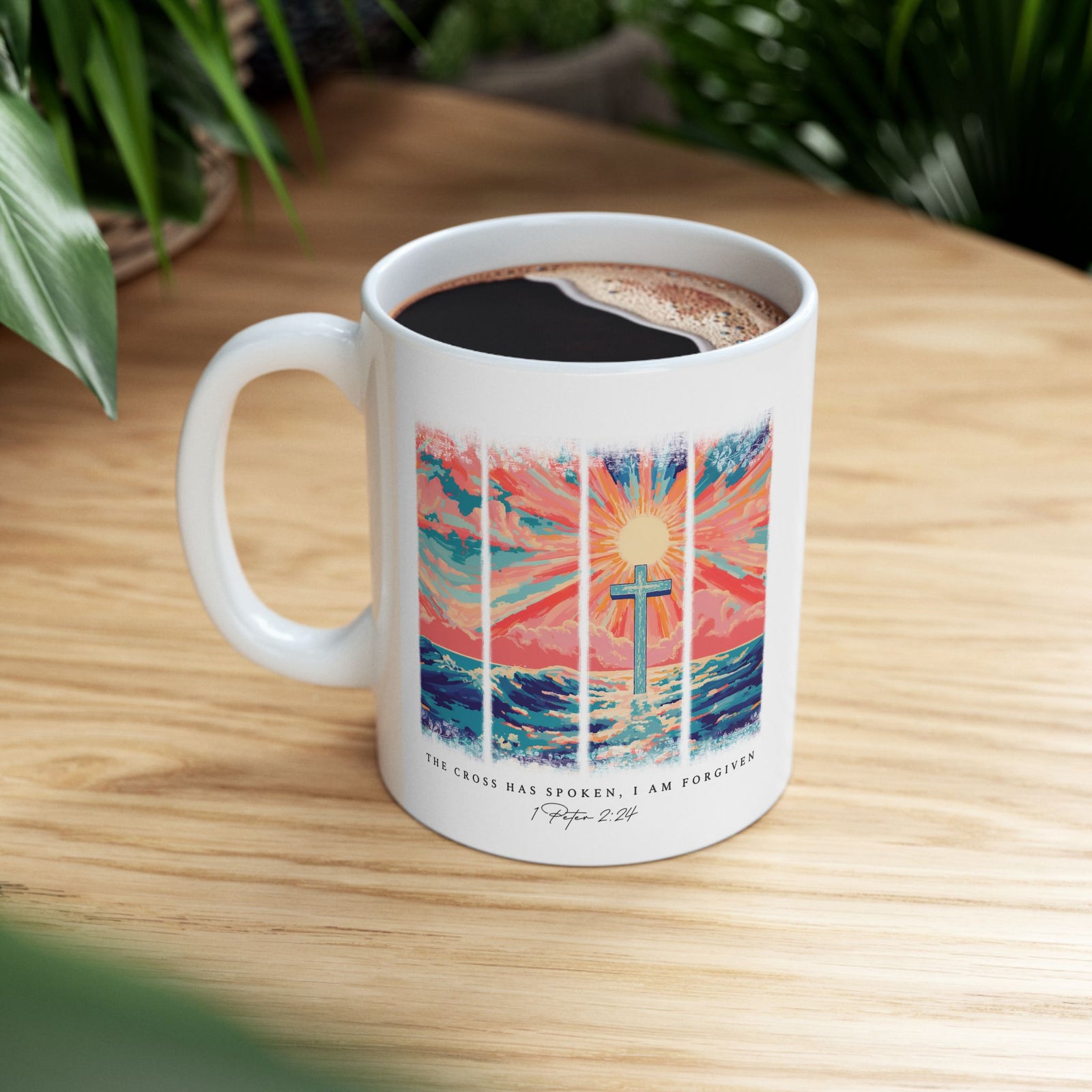 The Cross Has Spoken I am Forgiven Christian Ceramic Mug Coffee Cup (11oz & 15oz)