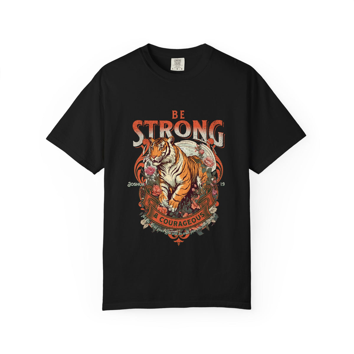 Be Strong & Courageous Tiger Vintage Graphic Tee Distressed Christian T-Shirt