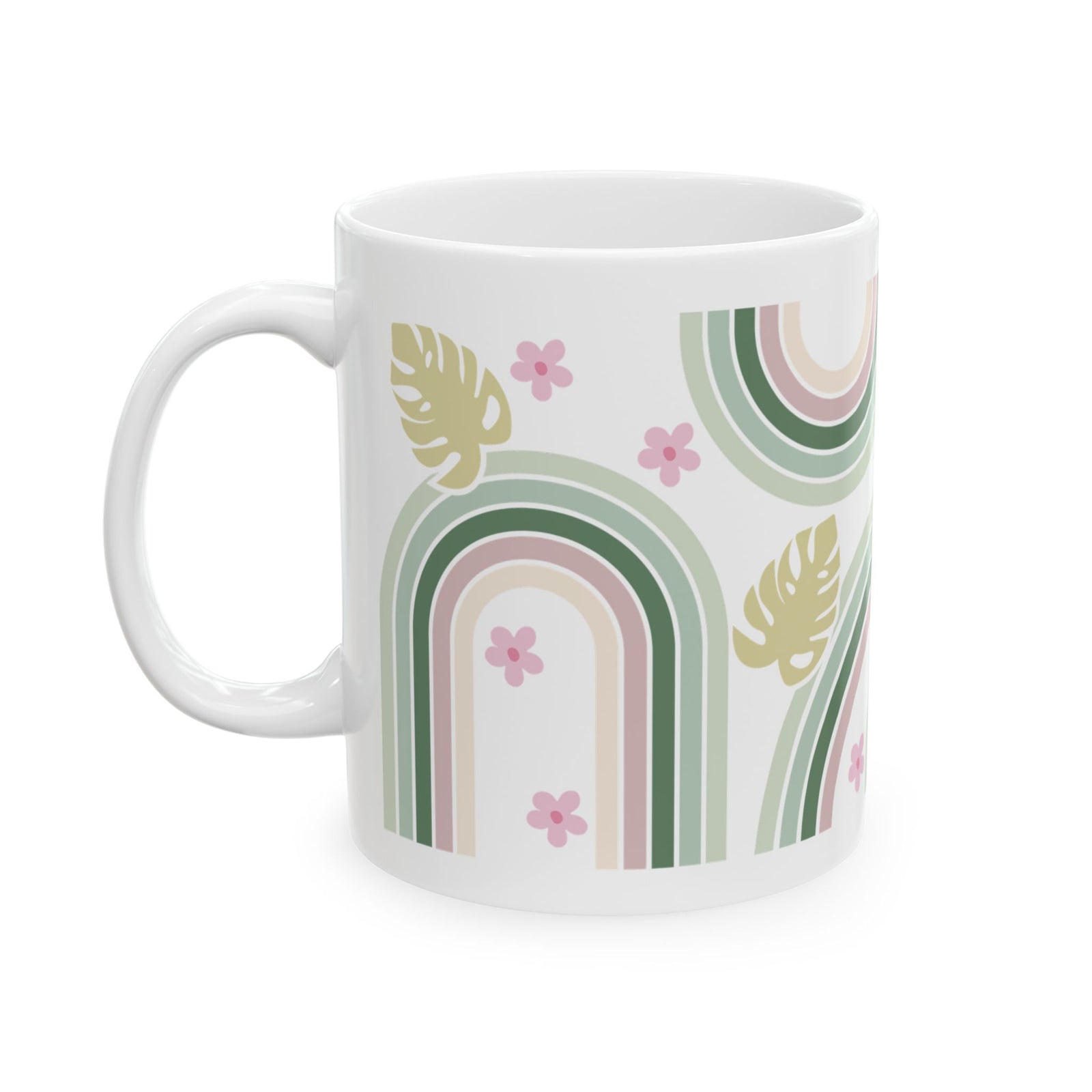 Retro In Bloom Cute Ceramic Mug Coffee Cup (11oz & 15oz)
