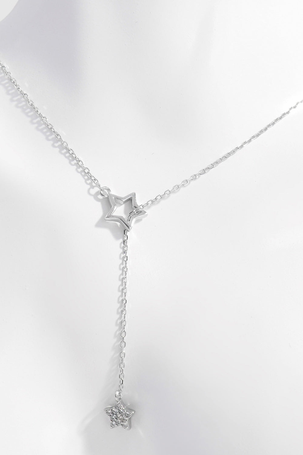 925 Sterling Silver Zircon Star Drop Necklace - Sydney So Sweet