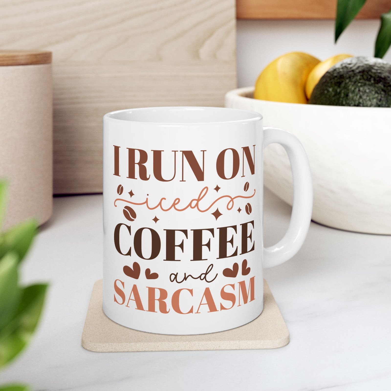 I Run on Coffee & Sarcasm Cute Ceramic Mug Coffee Cup (11oz & 15oz)