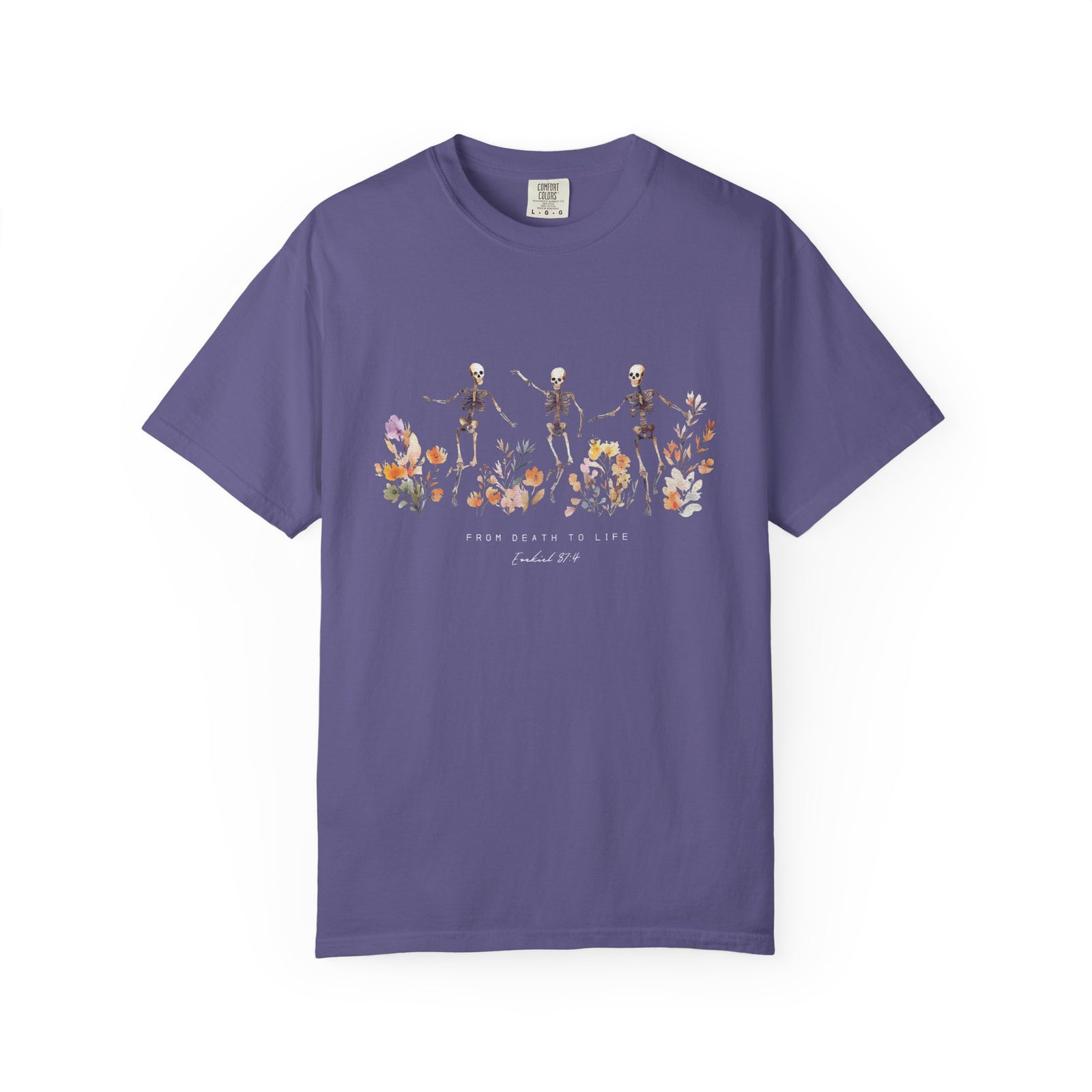 Floral Skeletons From Death to Life T-Shirt Halloween Christian Graphic Tee