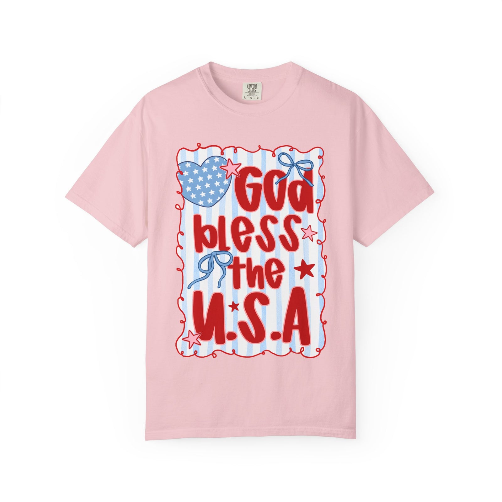 God Bless the U.S.A. Graphic T-Shirt Patriotic 4th of July Tee