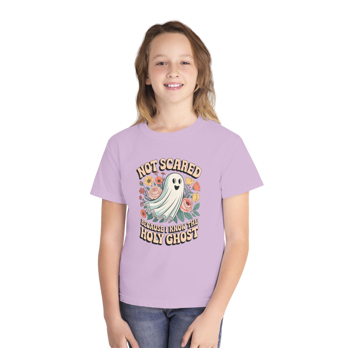 Not Scared Holy Ghost T-Shirt Christian Halloween Kids Graphic Tee