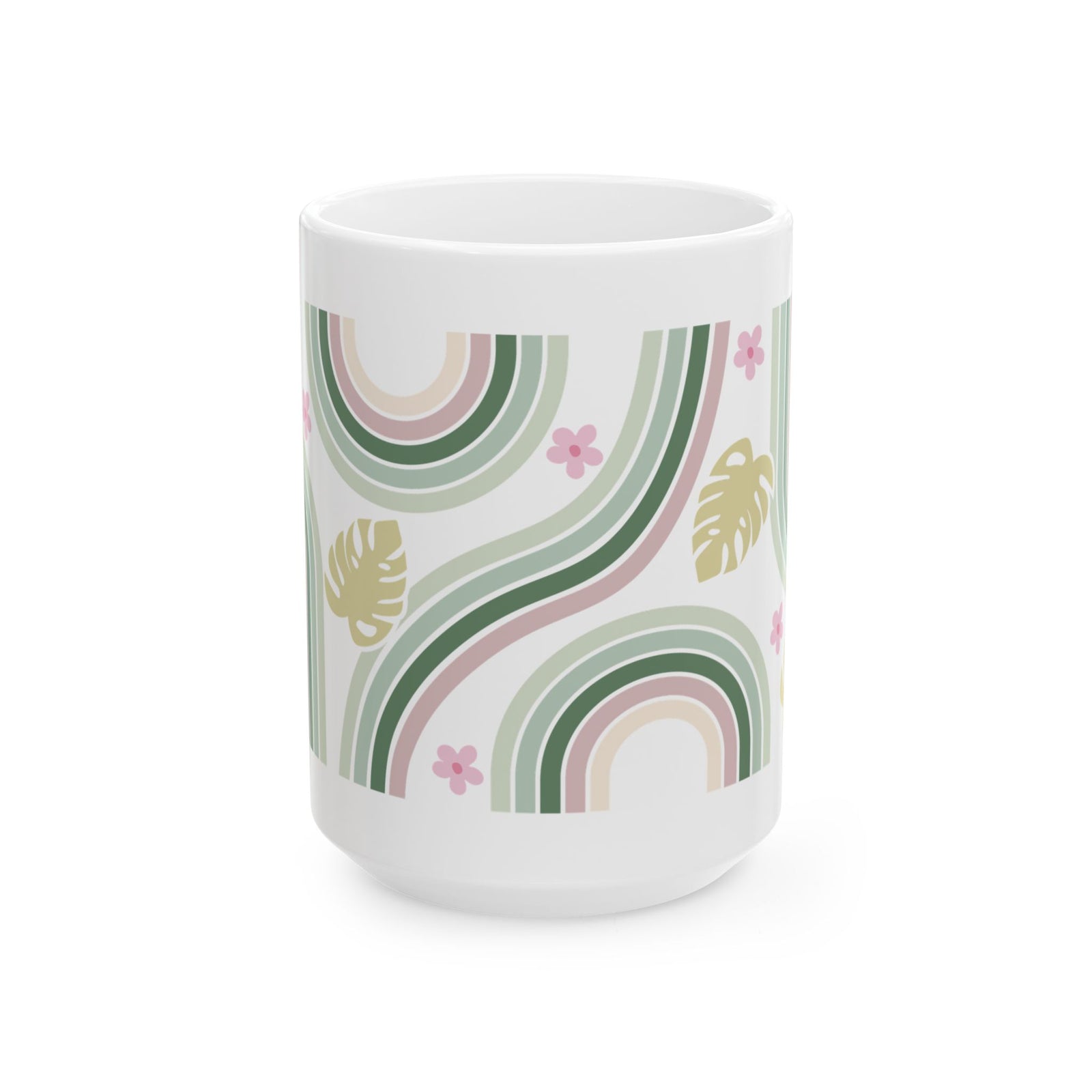 Retro In Bloom Cute Ceramic Mug Coffee Cup (11oz & 15oz)