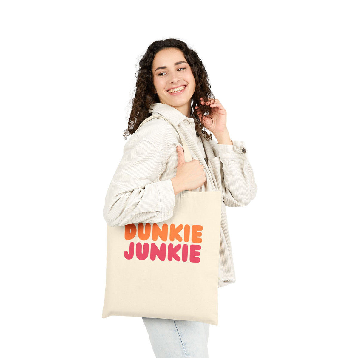 Dunkie Junkie Retro Coffee Lover Grocery Market Canvas Tote Bag