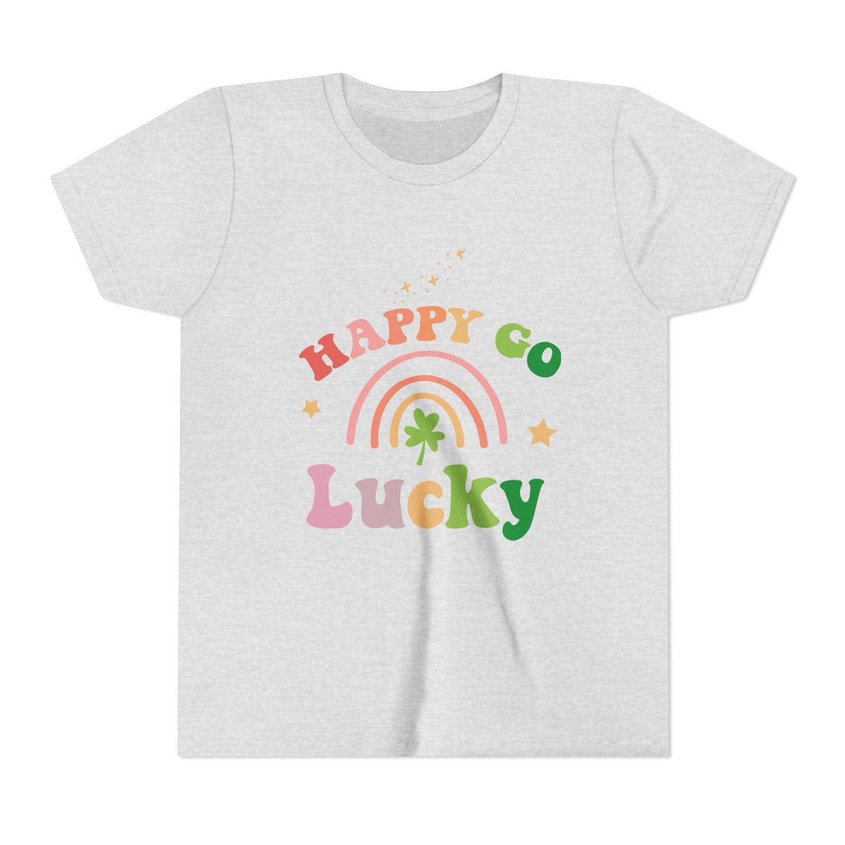 Happy Go Lucky Rainbow Shamrock Youth Tee Cute St. Patrick's Day Kids T-Shirt