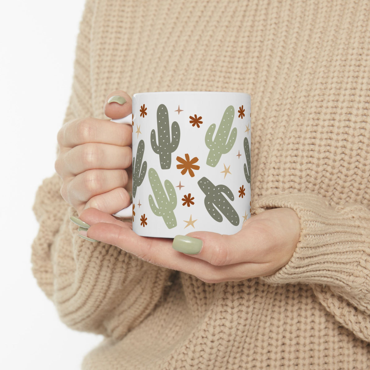 Boho Cactus Cute Ceramic Mug Coffee Cup (11oz & 15oz)