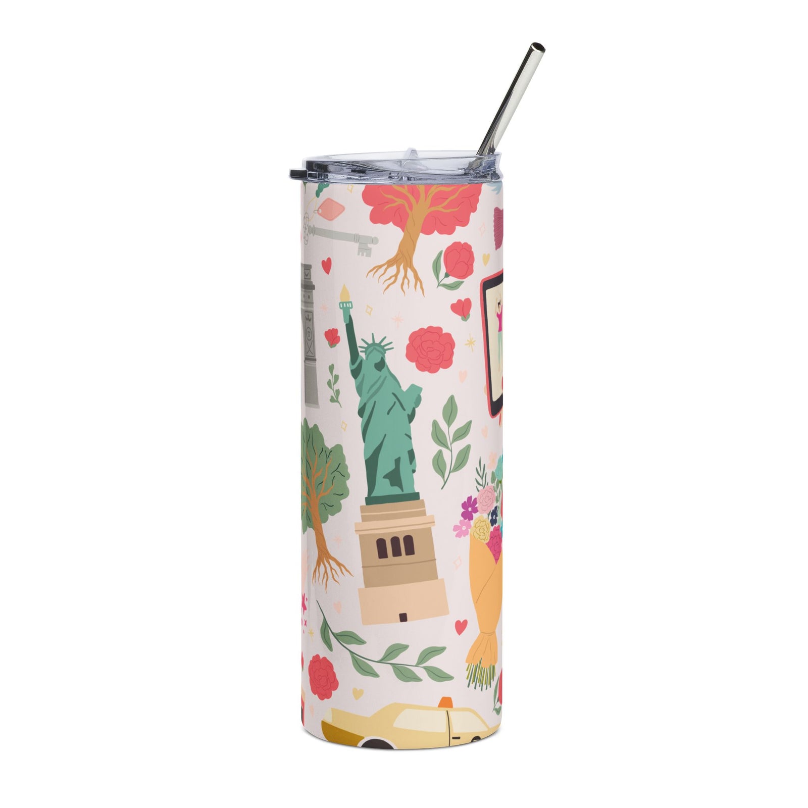 NYC Girly Floral 20oz Floral Stainless Tumbler Insulated Travel Cup - Sydney So Sweet