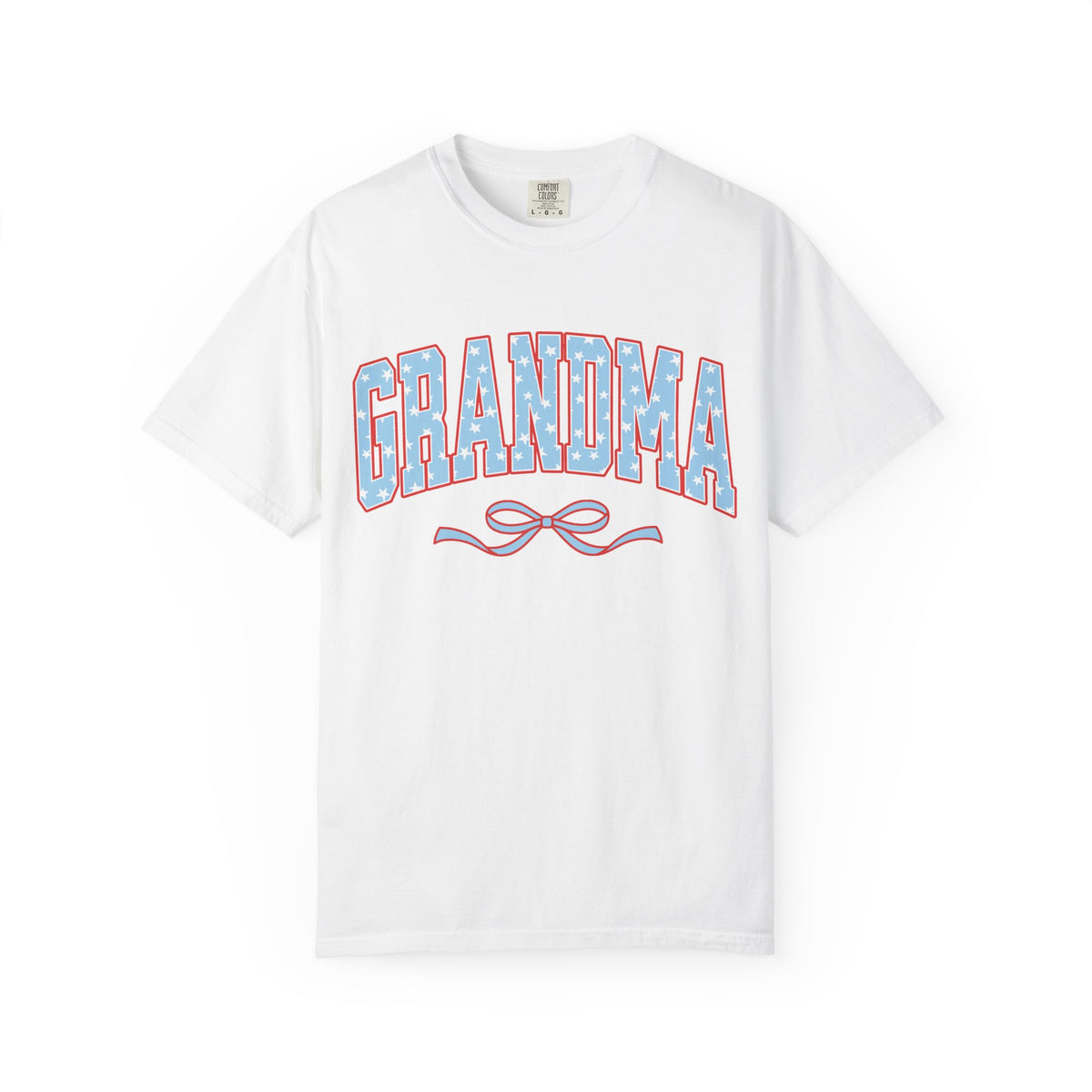 Grandma 4th of July USA Coquette Varsity Blue Bow Patriotic T-shirt Preppy Star Tee