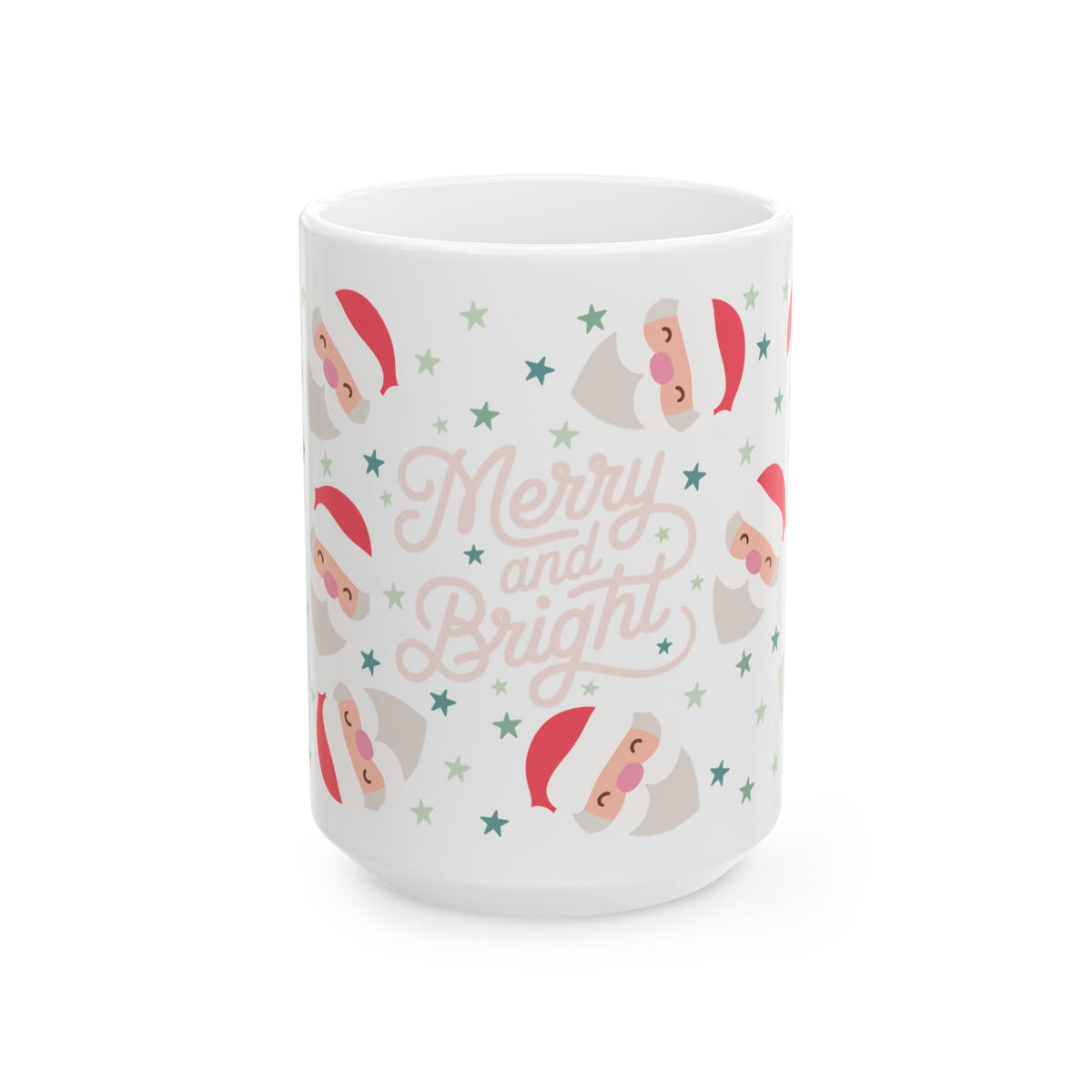 Merry & Bright Starry Santa Christmas Ceramic Mug Coffee Cup (11oz & 15oz)