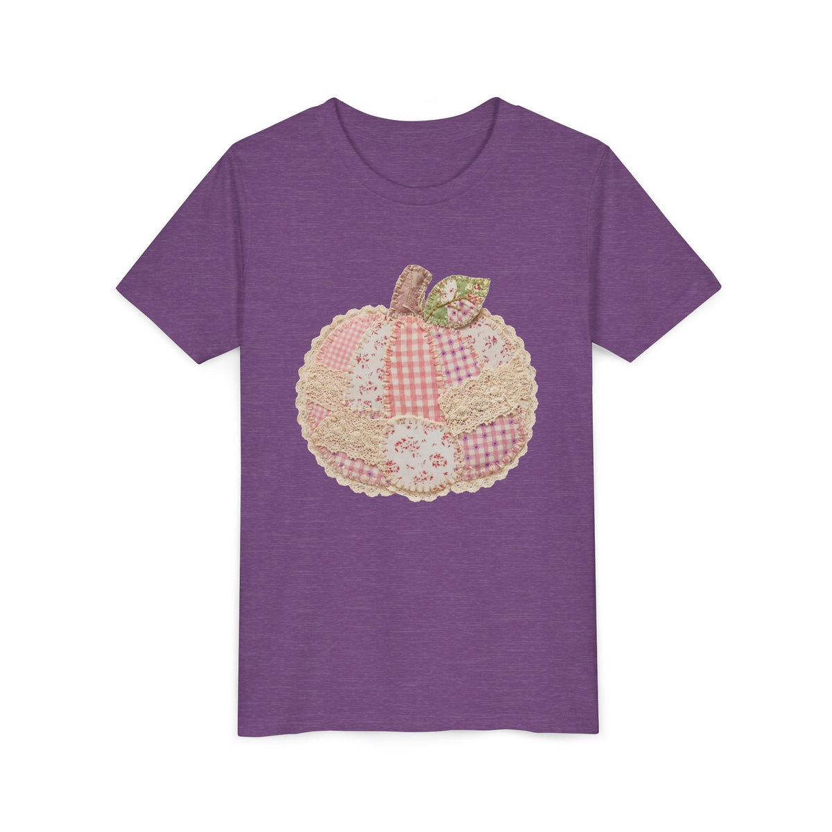 Pumpkin Patch Patchwork Tee Pink Floral Autumn Pumpkin Kids Graphic T-Shirt