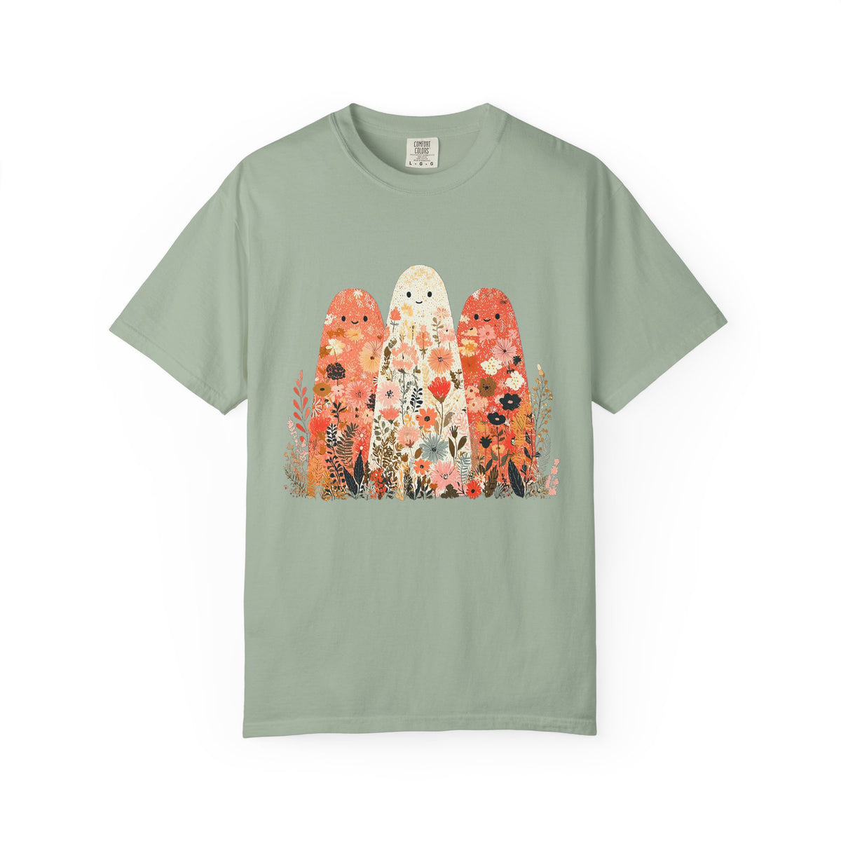Floral Ghosts T-Shirt Cute Autumn Floral Ghosts Graphic Tee