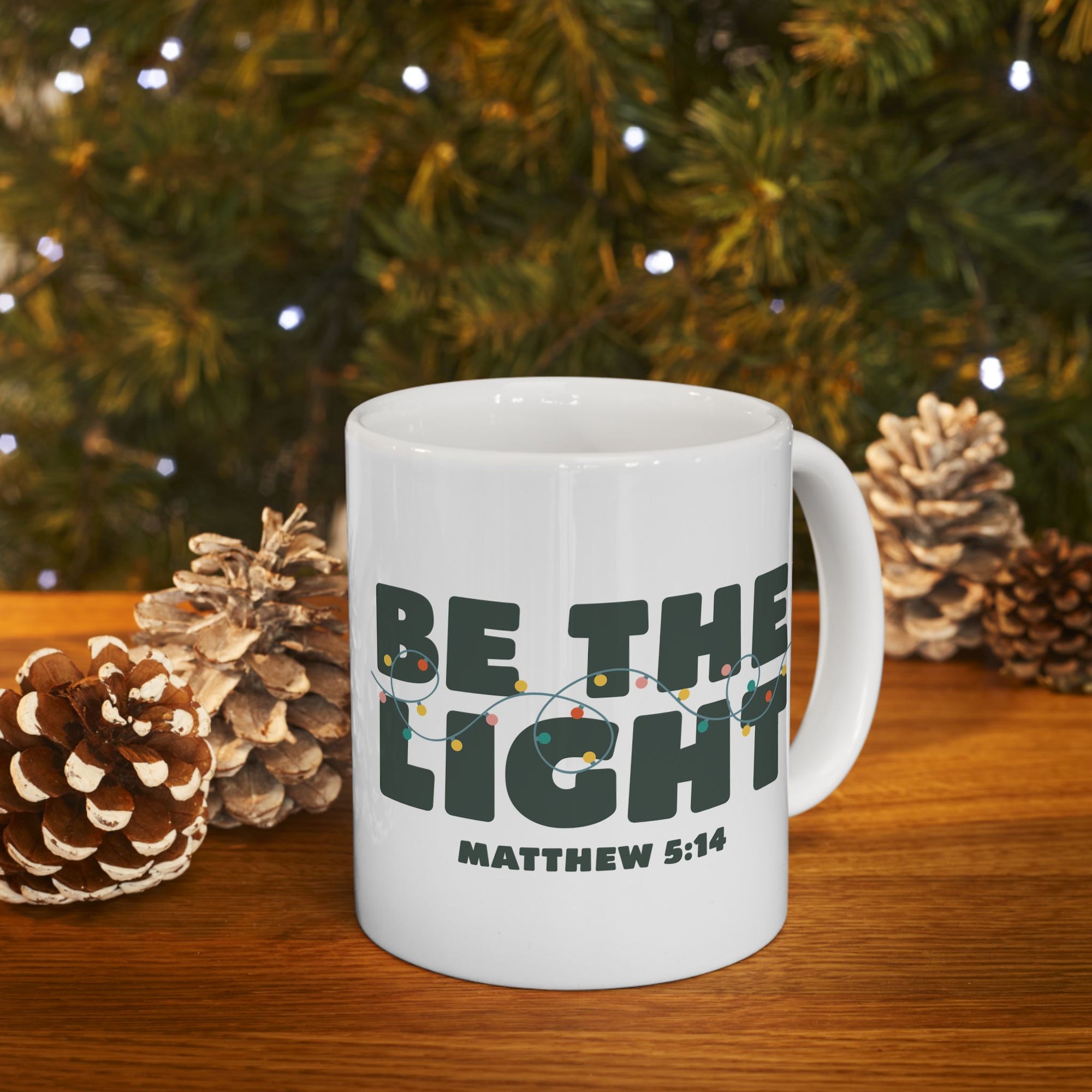 Be the Light Matthew 5:14 Christmas Mug – Holiday Ceramic Coffee Cup - Sydney So Sweet